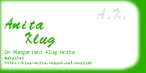 anita klug business card